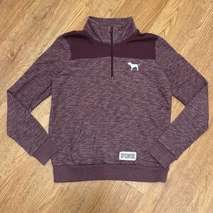 Victoria's Secret PINK burgundy long sleeve quarter zip up pullover swea…